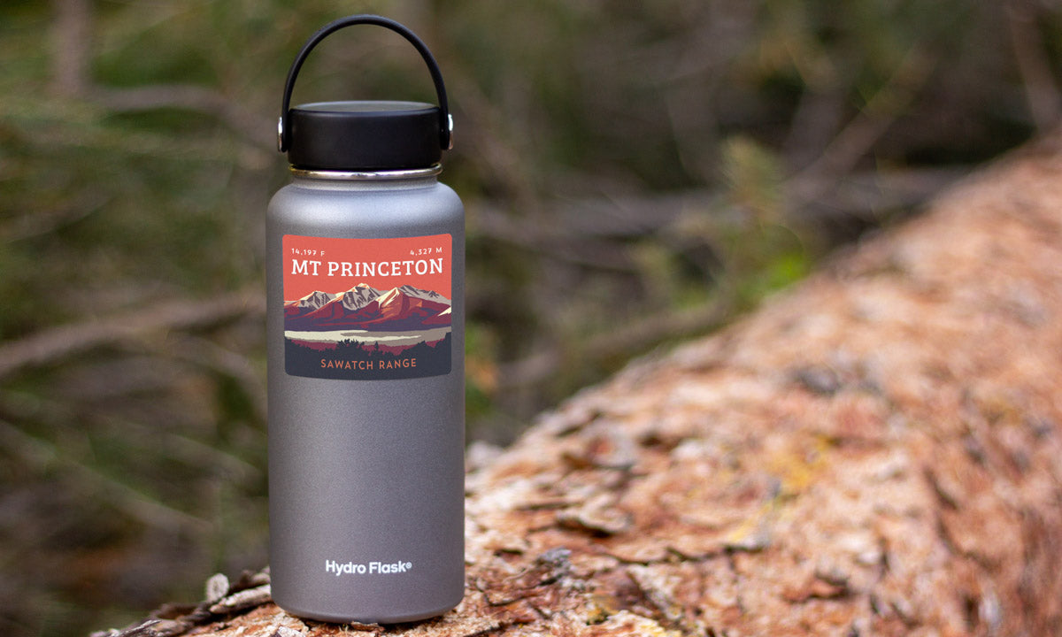 Mount Princeton Colorado 14er Sticker on water bottle