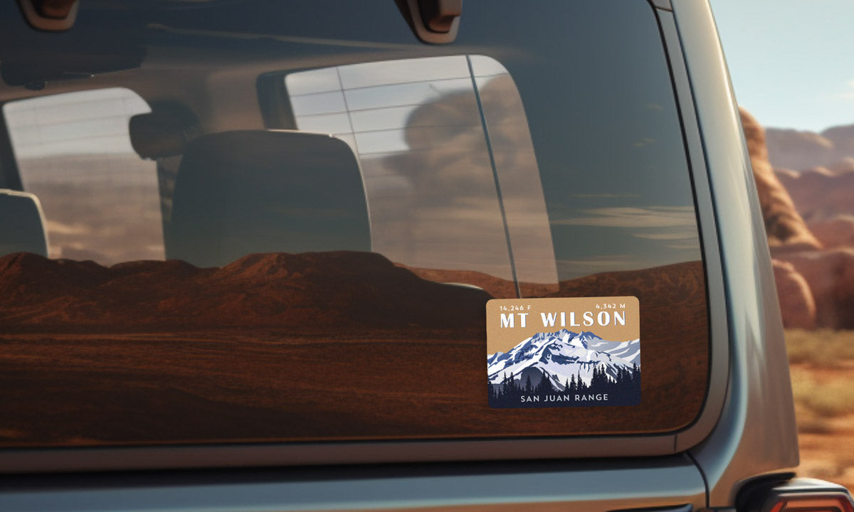 Mount Wilson Colorado 14er Sticker on vehicle