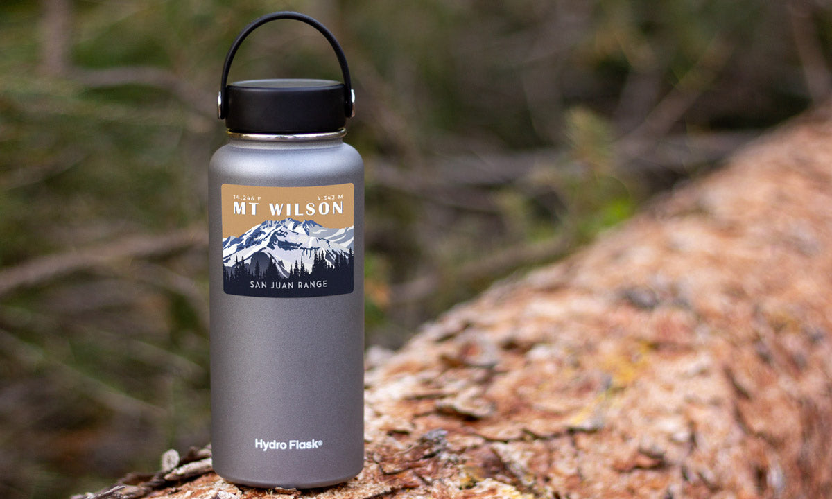 Mount Wilson Colorado 14er Sticker on water bottle