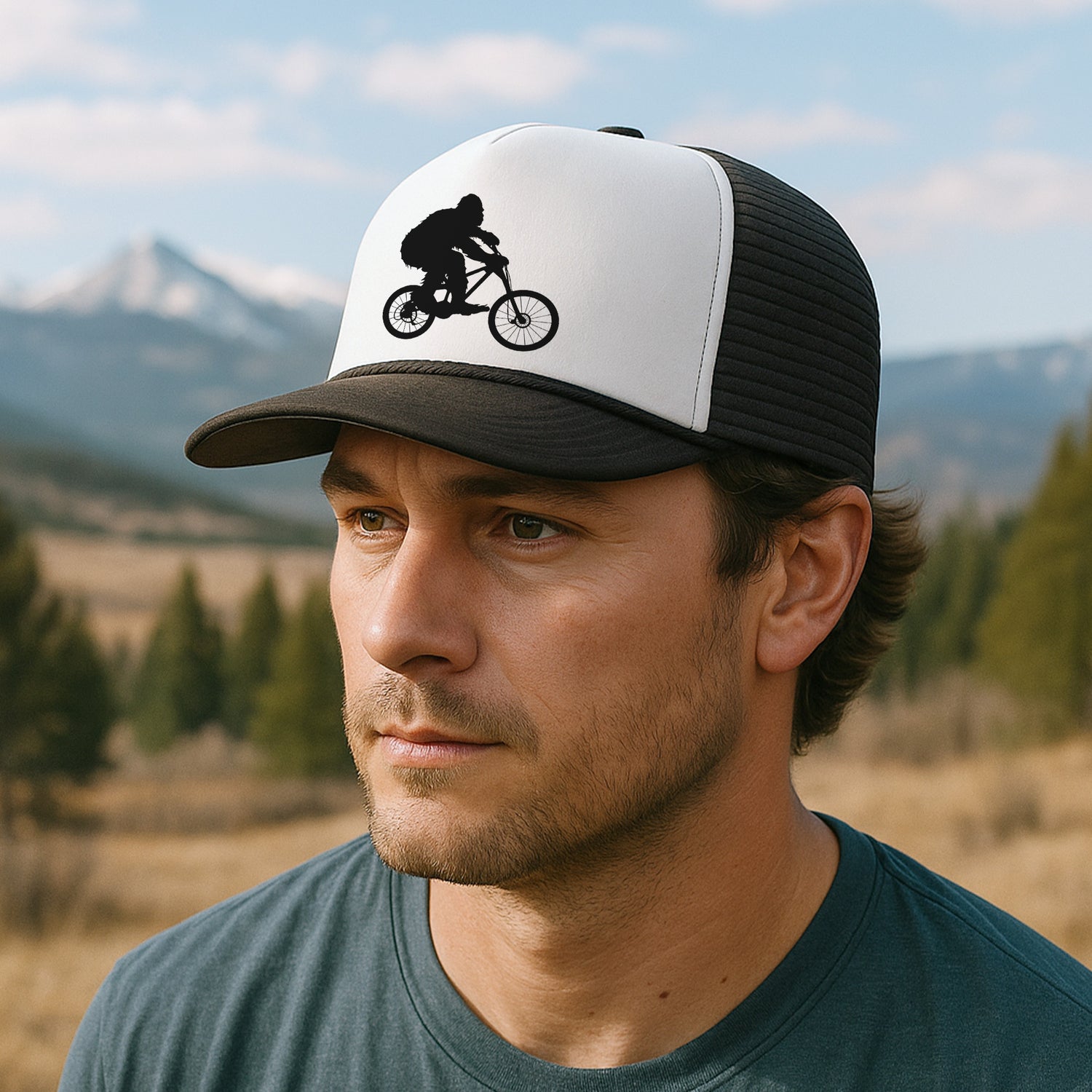 Sasquatch Mountain Biking Trucker Hat