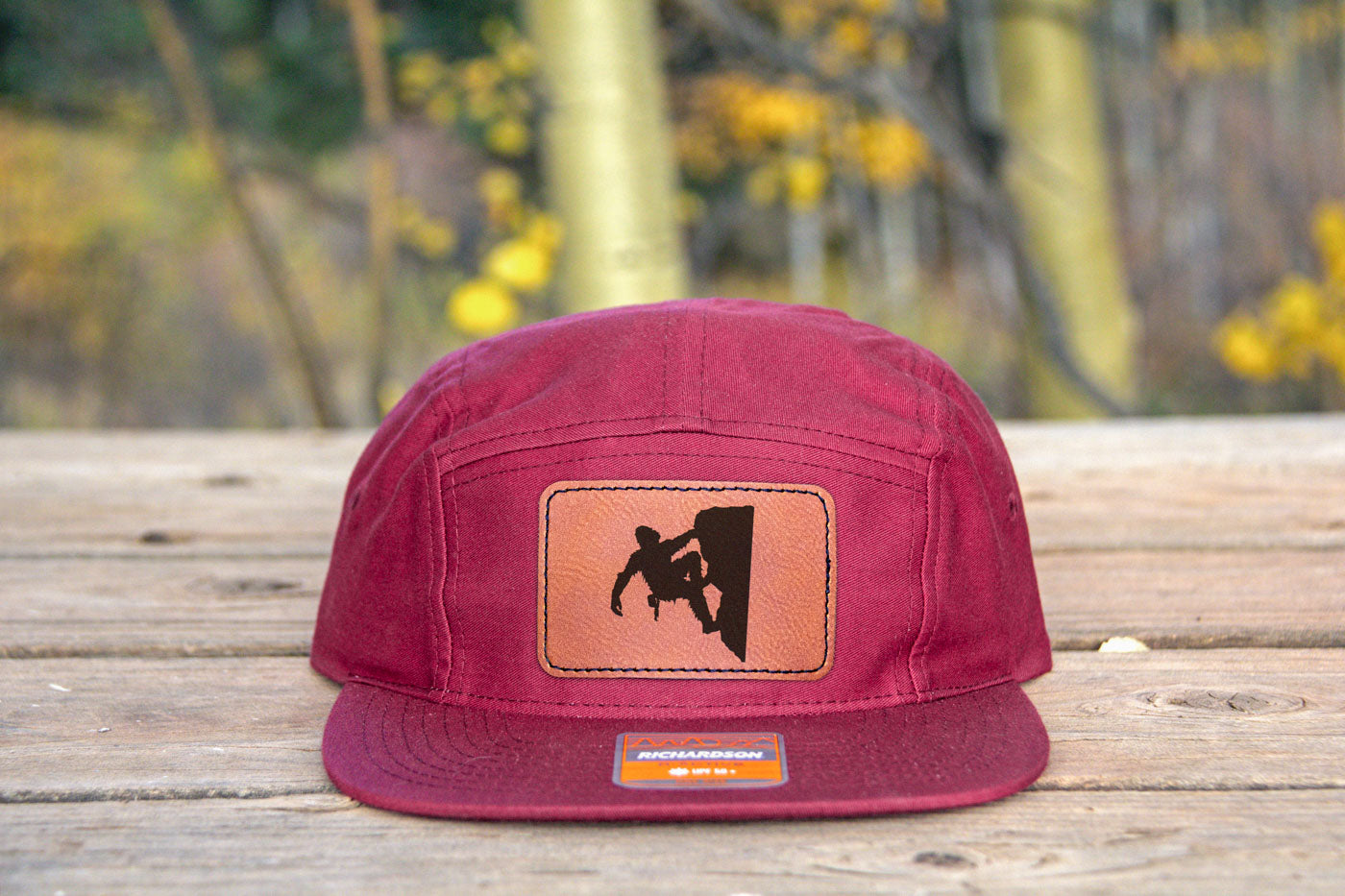 Sasquatch Rock Climbing 5 Panel Hat Maroon