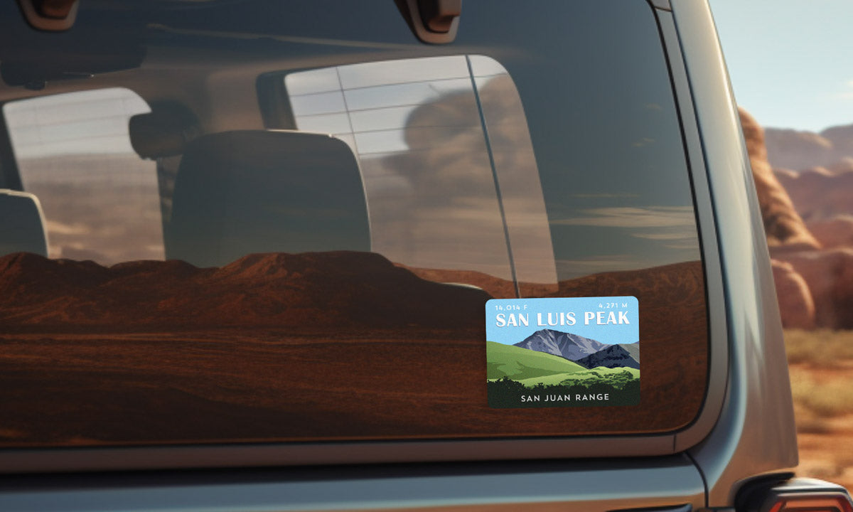 San Luis Peak Colorado 14er Sticker on vehicle