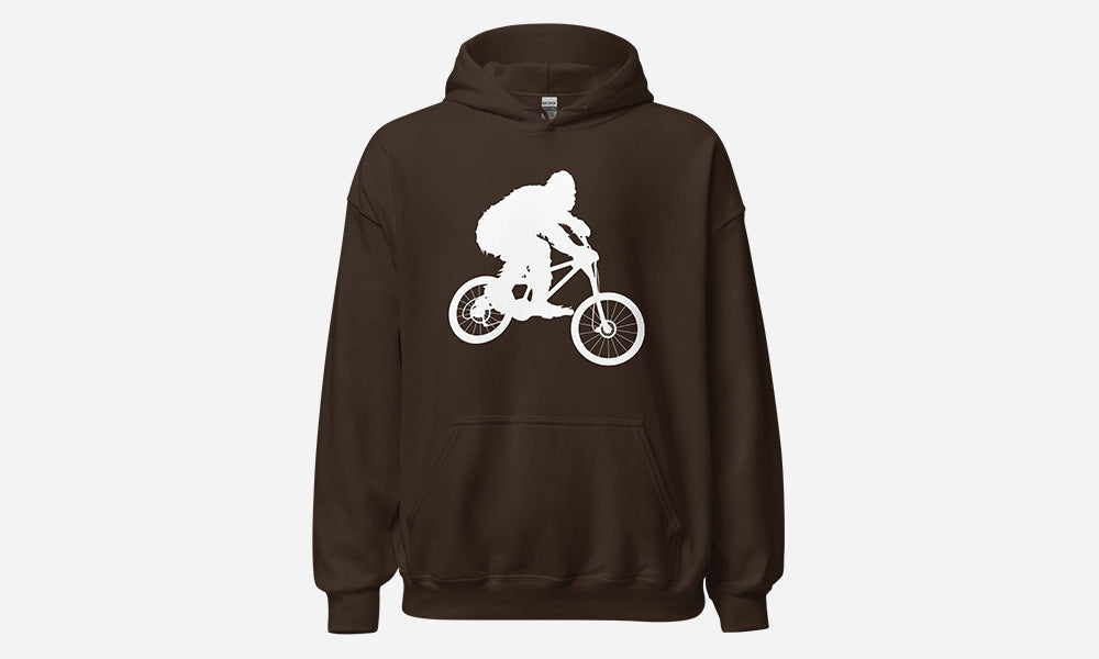 Sasquatch Mountain Biking Hoodie Brown