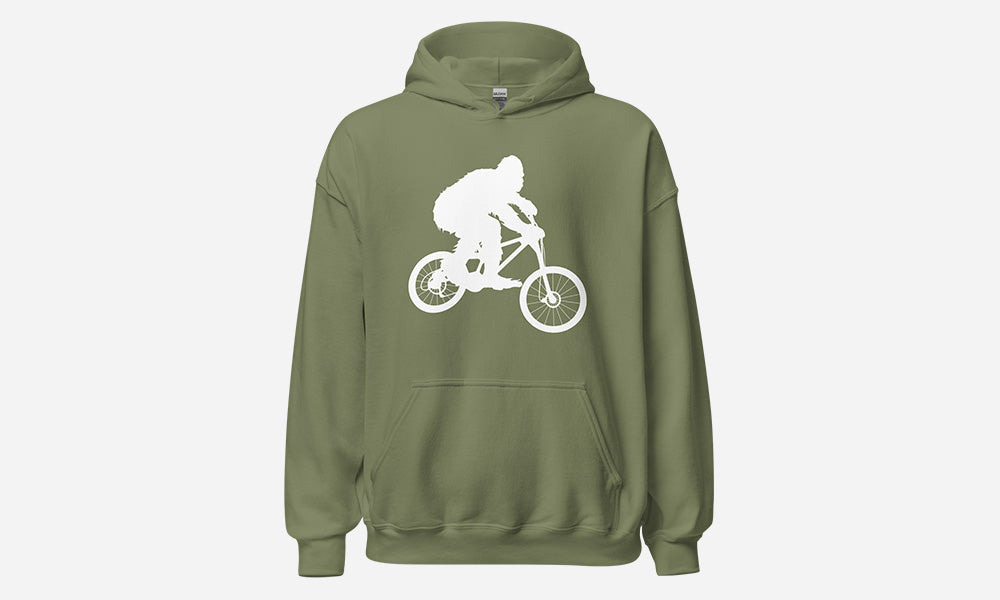 Sasquatch Mountain Biking Hoodie Green