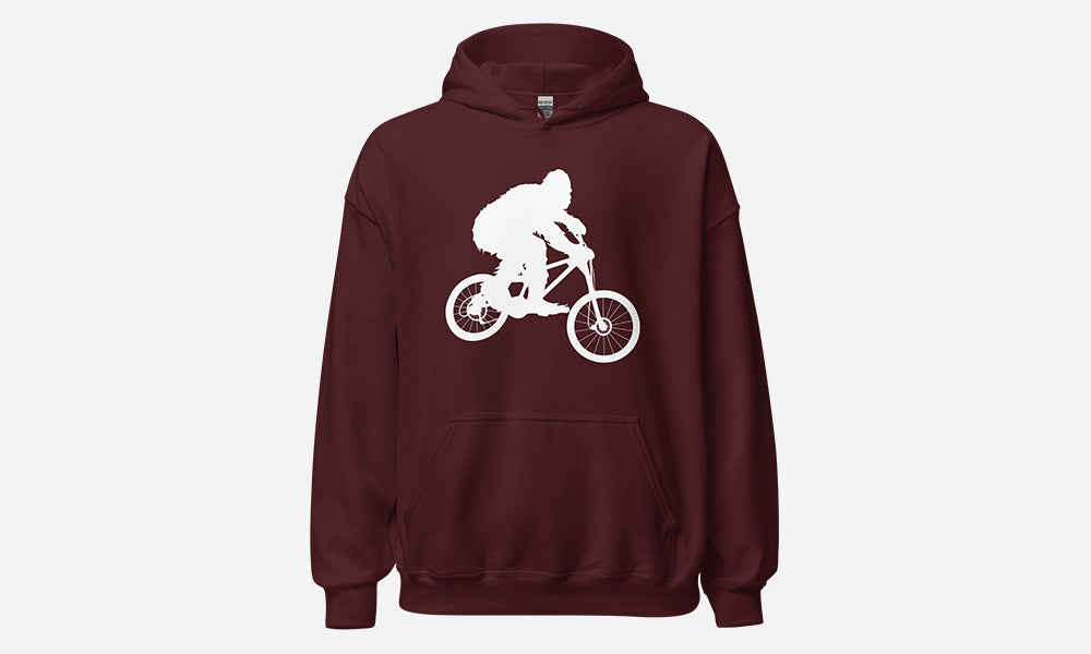 Sasquatch Mountain Biking Hoodie Maroon