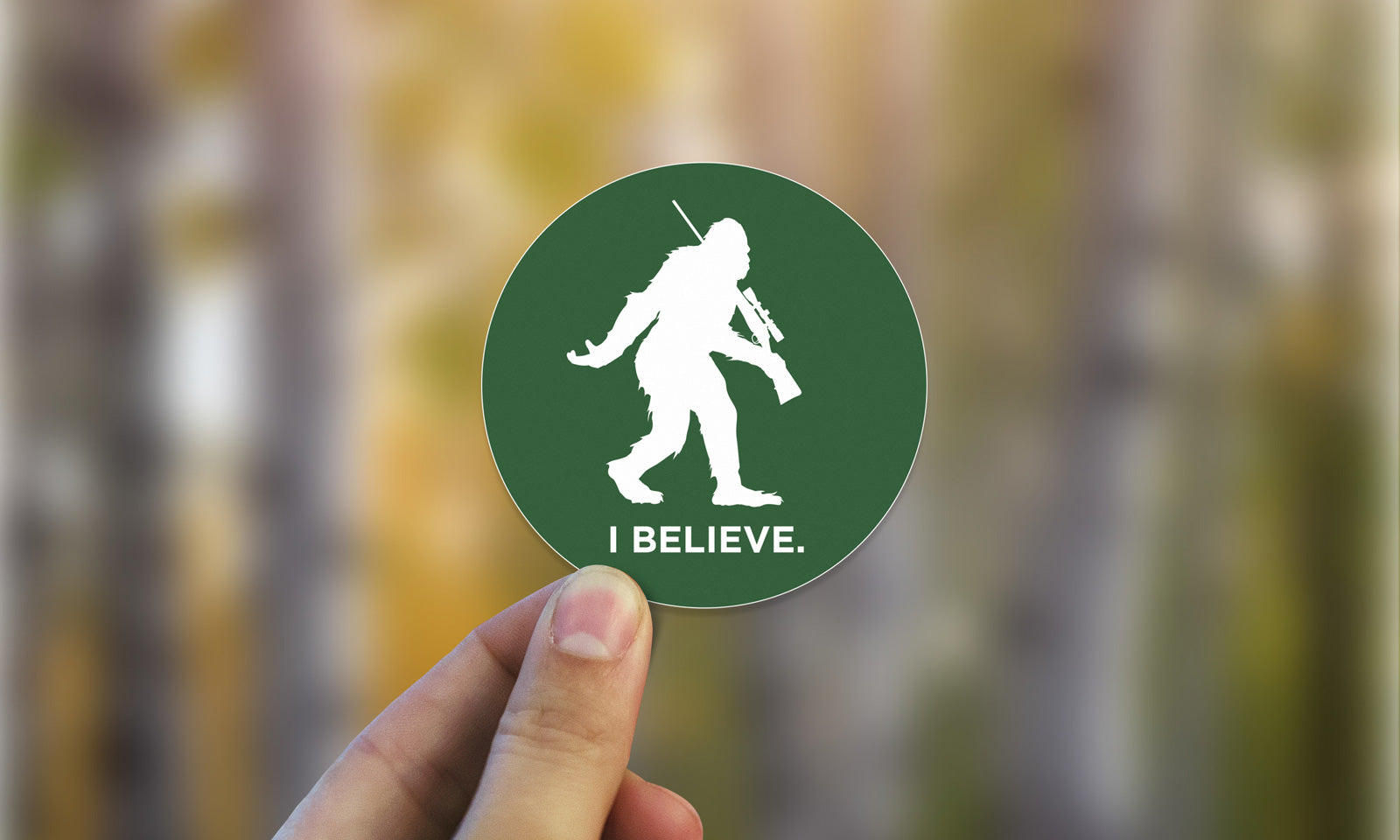 Sasquatch I Believe Rifle Hunting Sticker