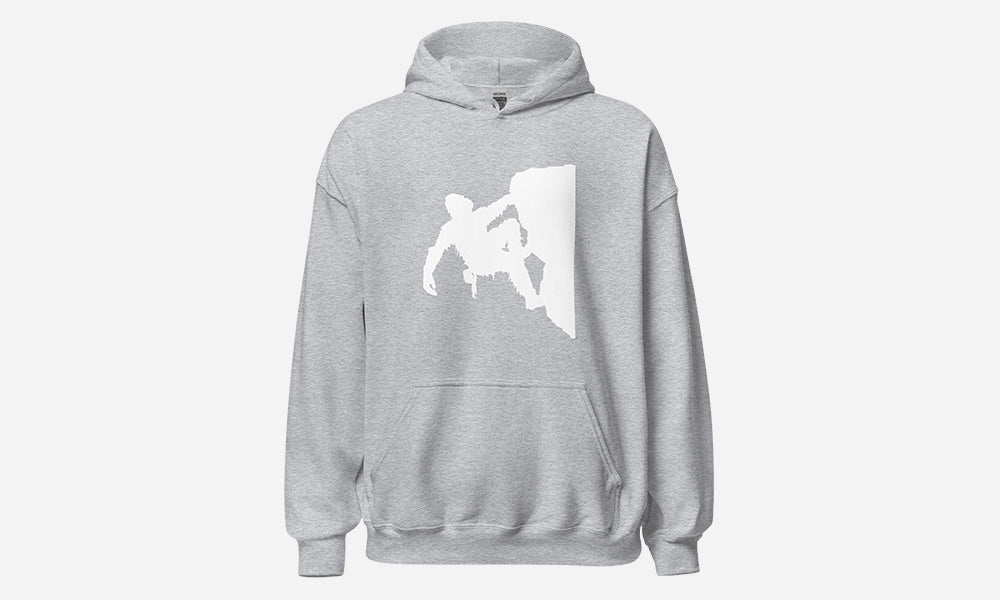 Sasquatch Rock Climbing Hoodie Grey