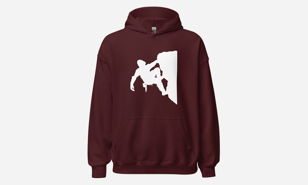 Sasquatch Rock Climbing Hoodie Maroon