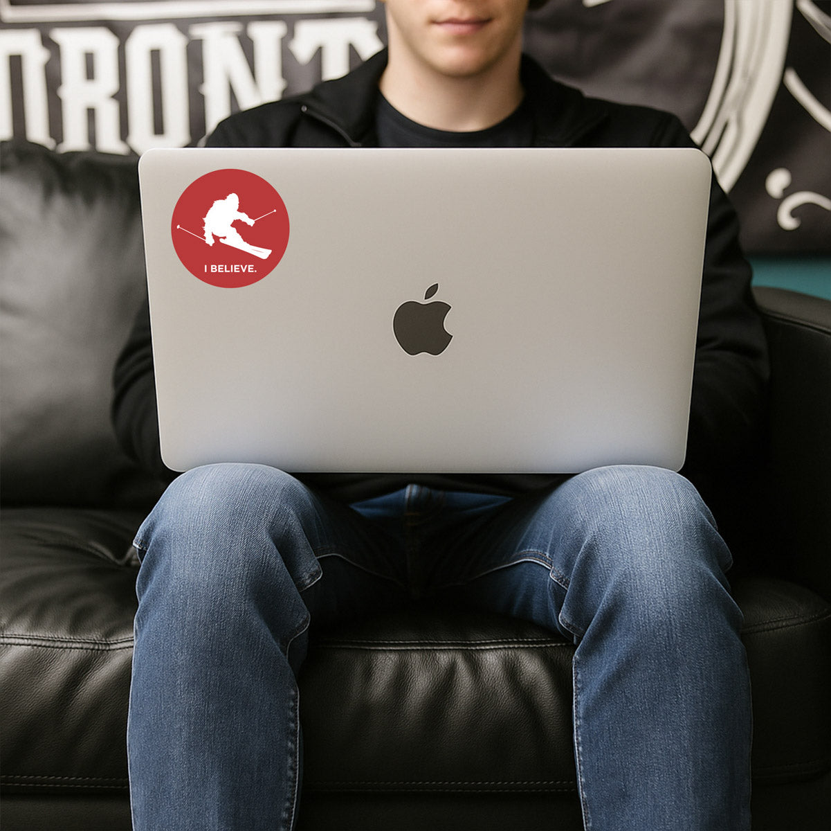 Sasquatch I Believe Skiing Sticker