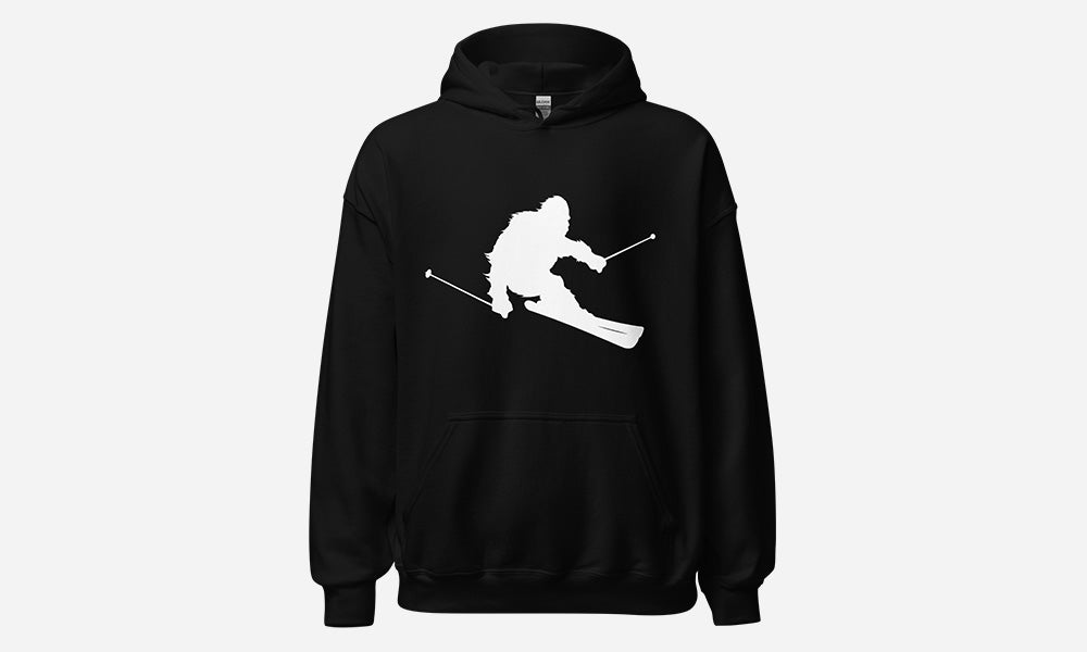 Sasquatch Skiing Hoodie Black