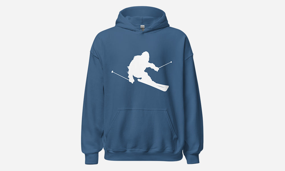 Sasquatch Skiing Hoodie Blue