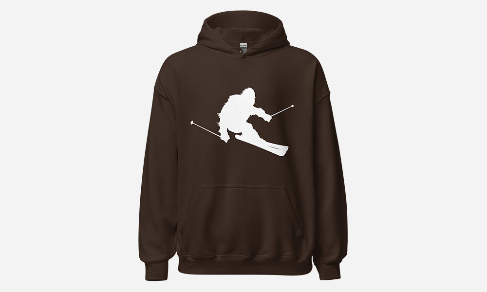 Sasquatch Skiing Hoodie Brown