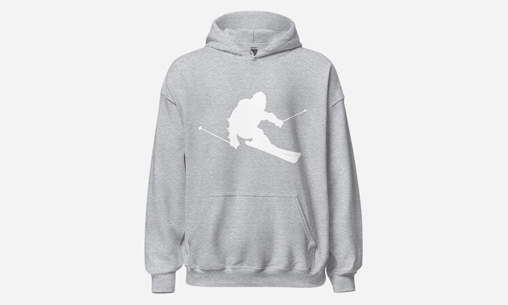 Sasquatch Skiing Hoodie Grey