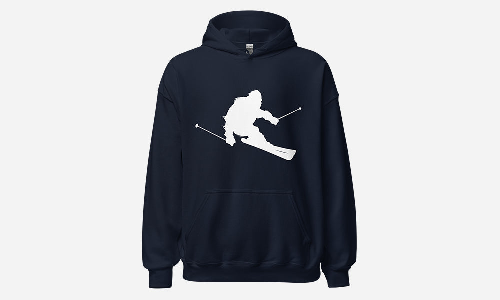 Sasquatch Skiing Hoodie Navy