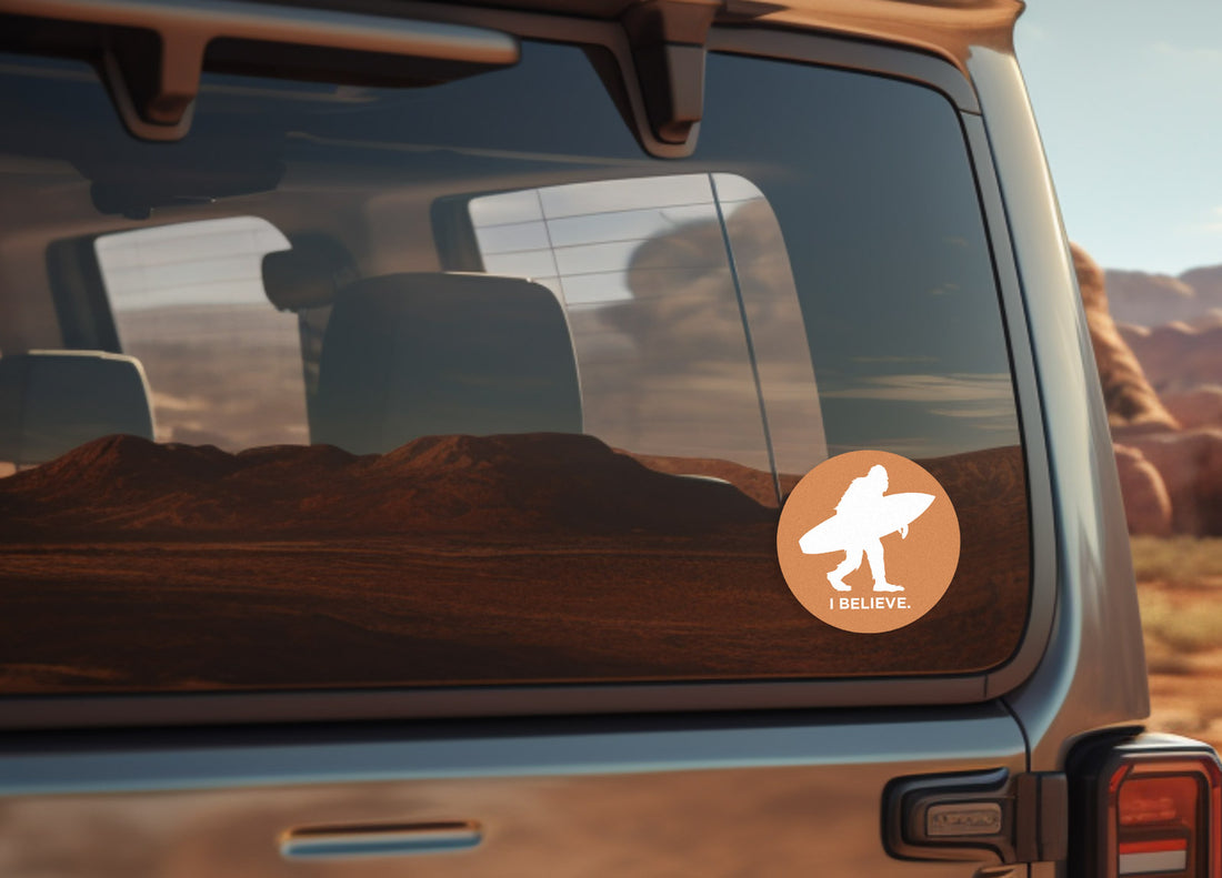 Sasquatch I Believe Surfing Sticker