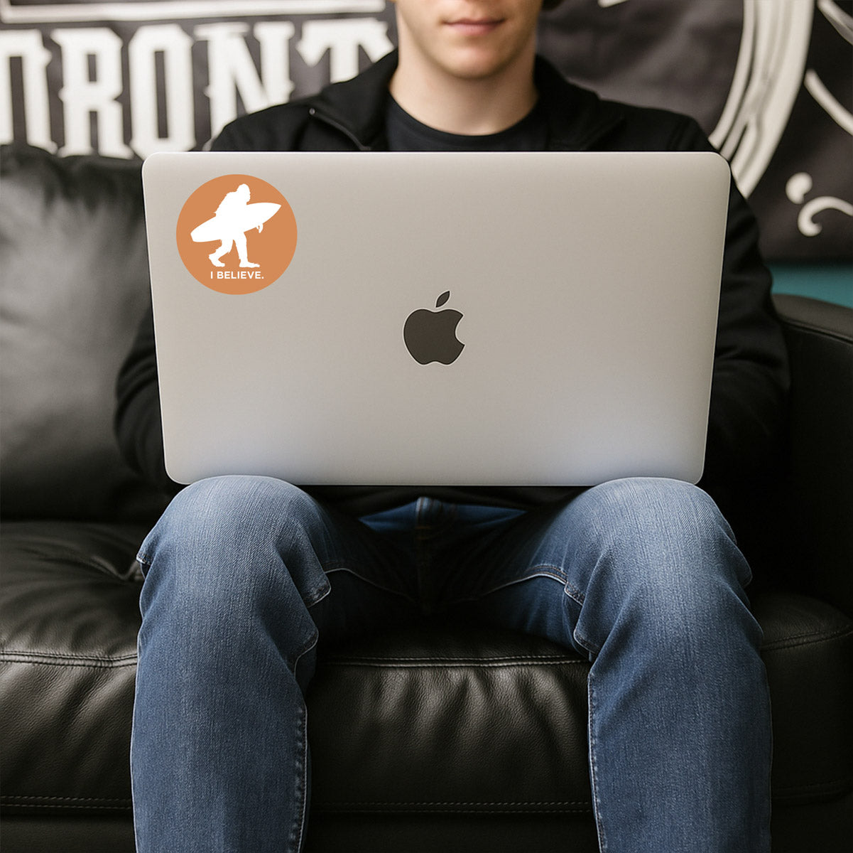 Sasquatch I Believe Surfing Sticker