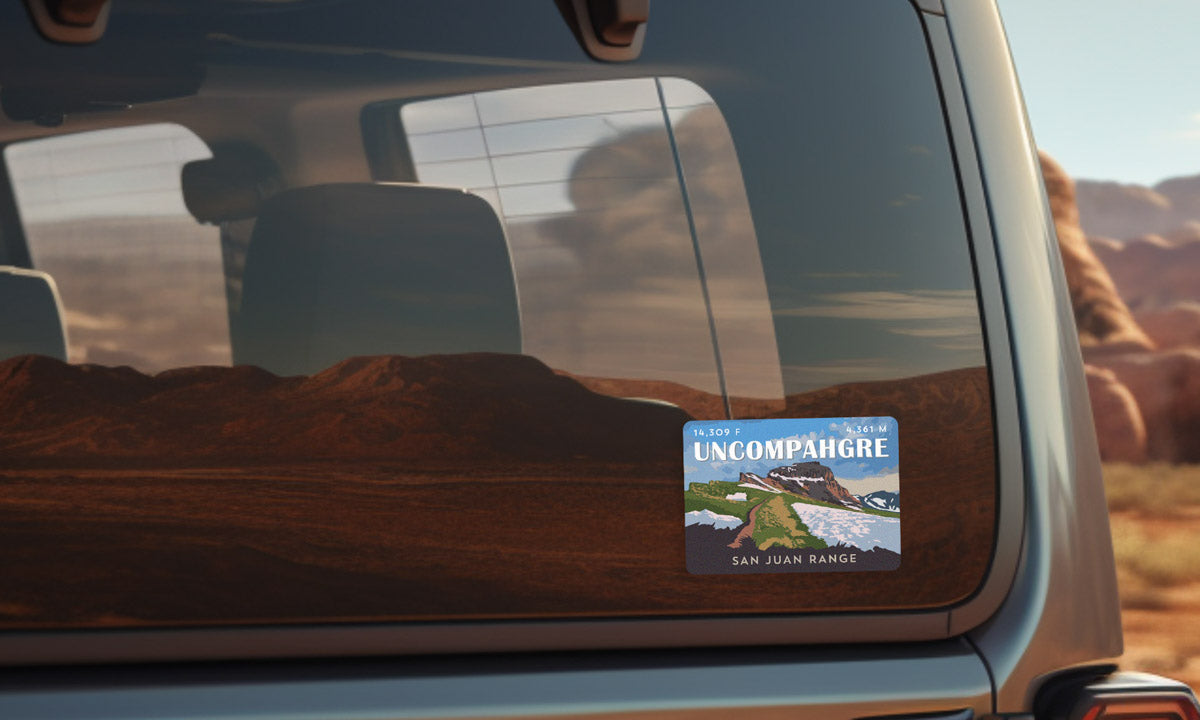 Uncompahgre Peak Colorado 14er Sticker on vehicle