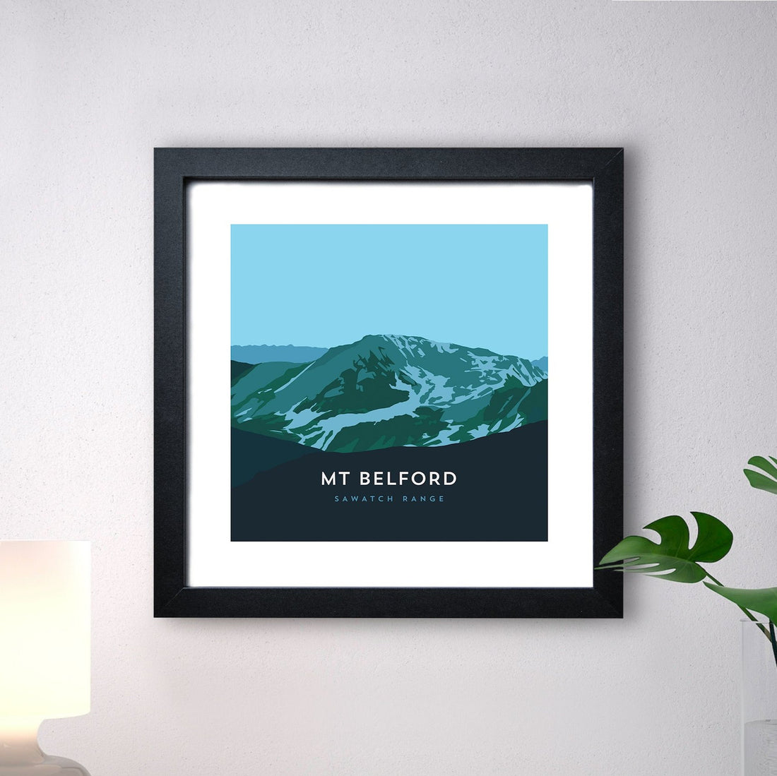 Mount Belford Print with Black Frame