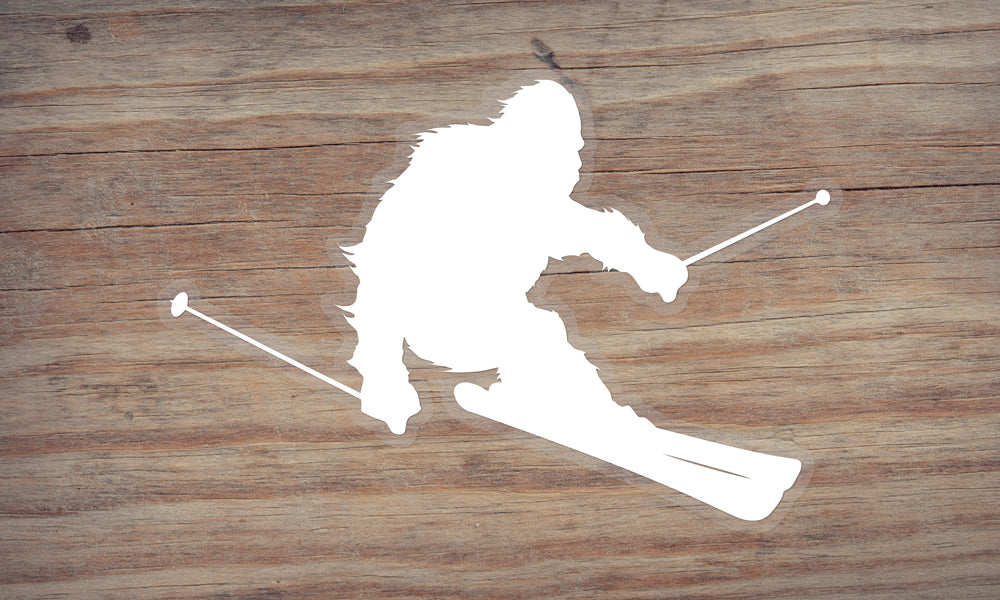 Sasquatch Skiing Die Cut Sticker
